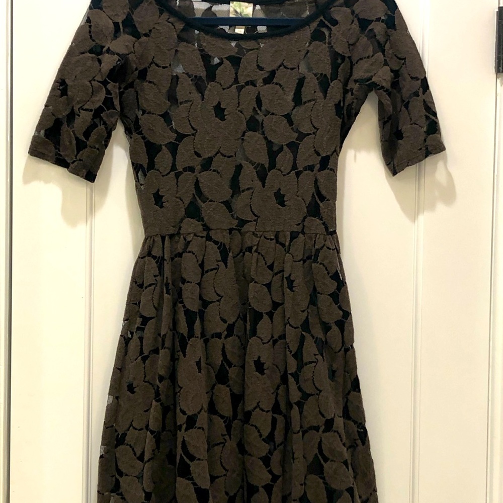 Brown and black lace knit Anthropologie dress